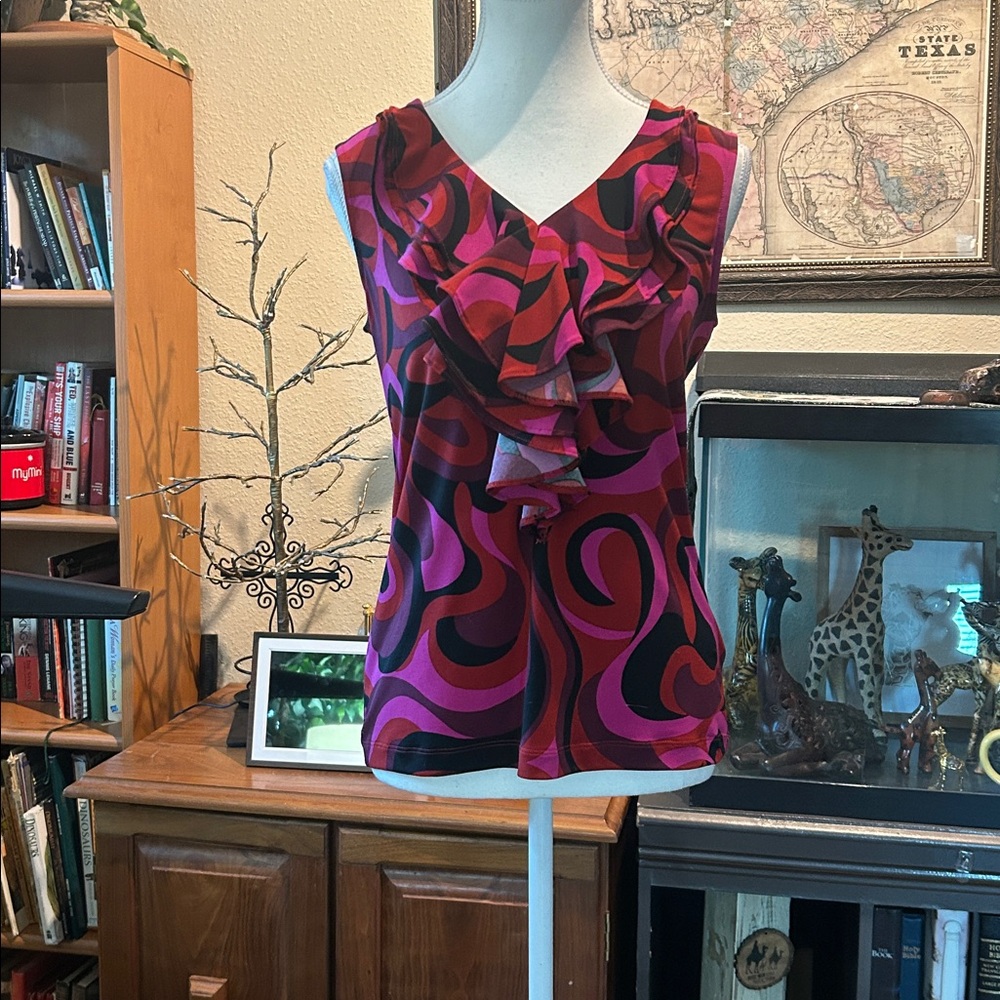 ADRIENNE VITTADINI
Women's Sleeveless Top with Draped Scarf like neckline